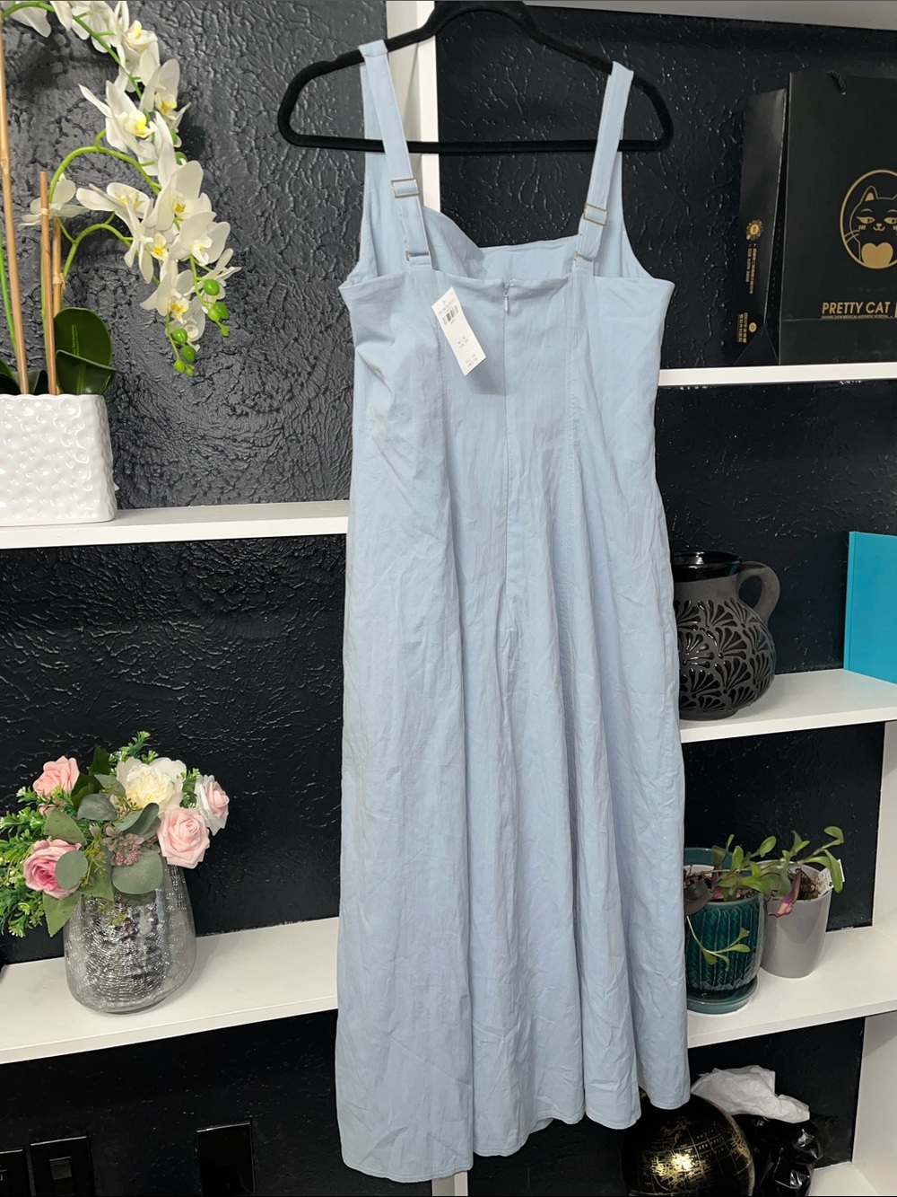 Abercrombie & Fitch Mila Dress Light Blue Square-Neck Maxi - Picture 4 of 9